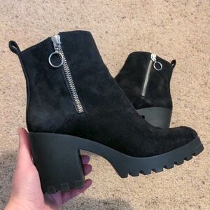 Chunky Heeled Suede Ankle Boots